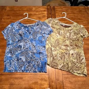 Apt. 9 Two Dif Women's Tops as 1 Lot Sz L & XL Short Sleeve Pullover S1032-.01